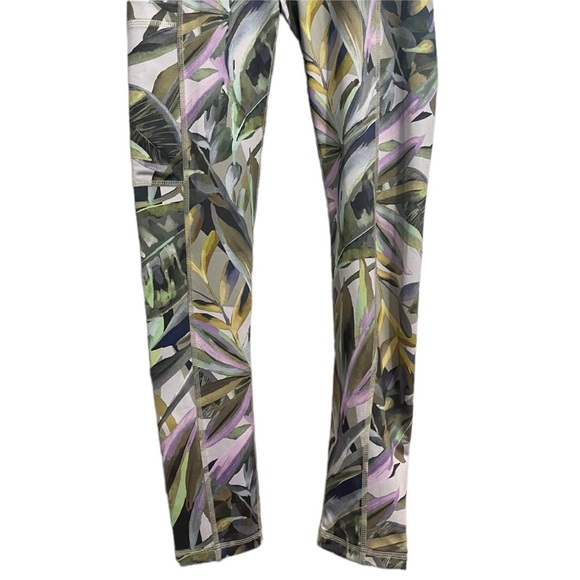 SOC Stadium Sportswear Girls High Waist Tropical Leaf Leggings L / XL - Picture 4 of 14